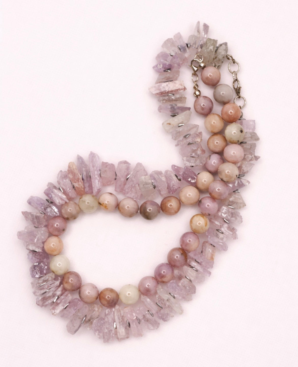 Polished Kunzite on Silver Plate