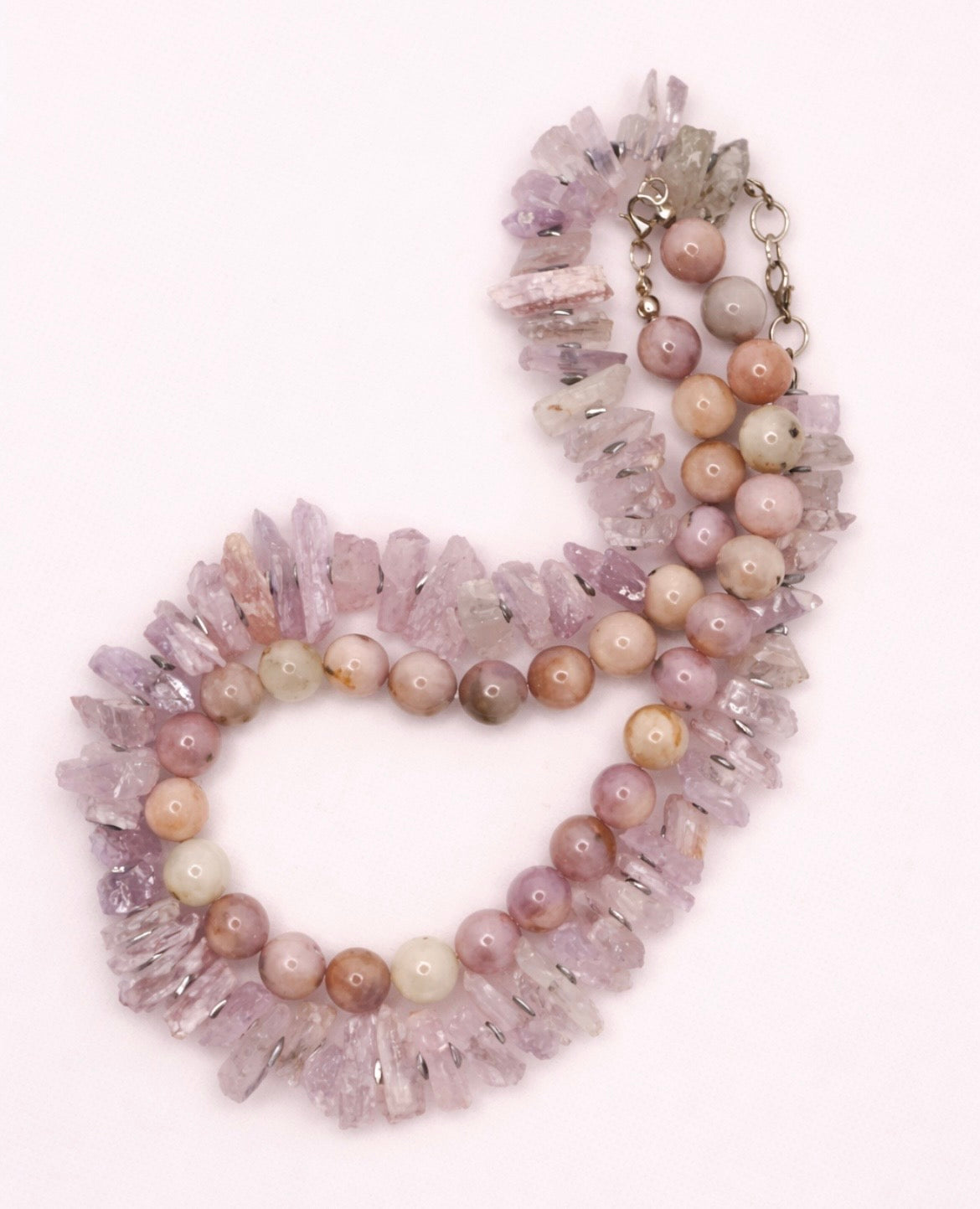 Polished Kunzite on Silver Plate