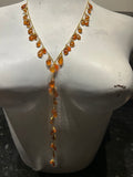 Hessonite Garnet & Carnelian Lariat Necklace