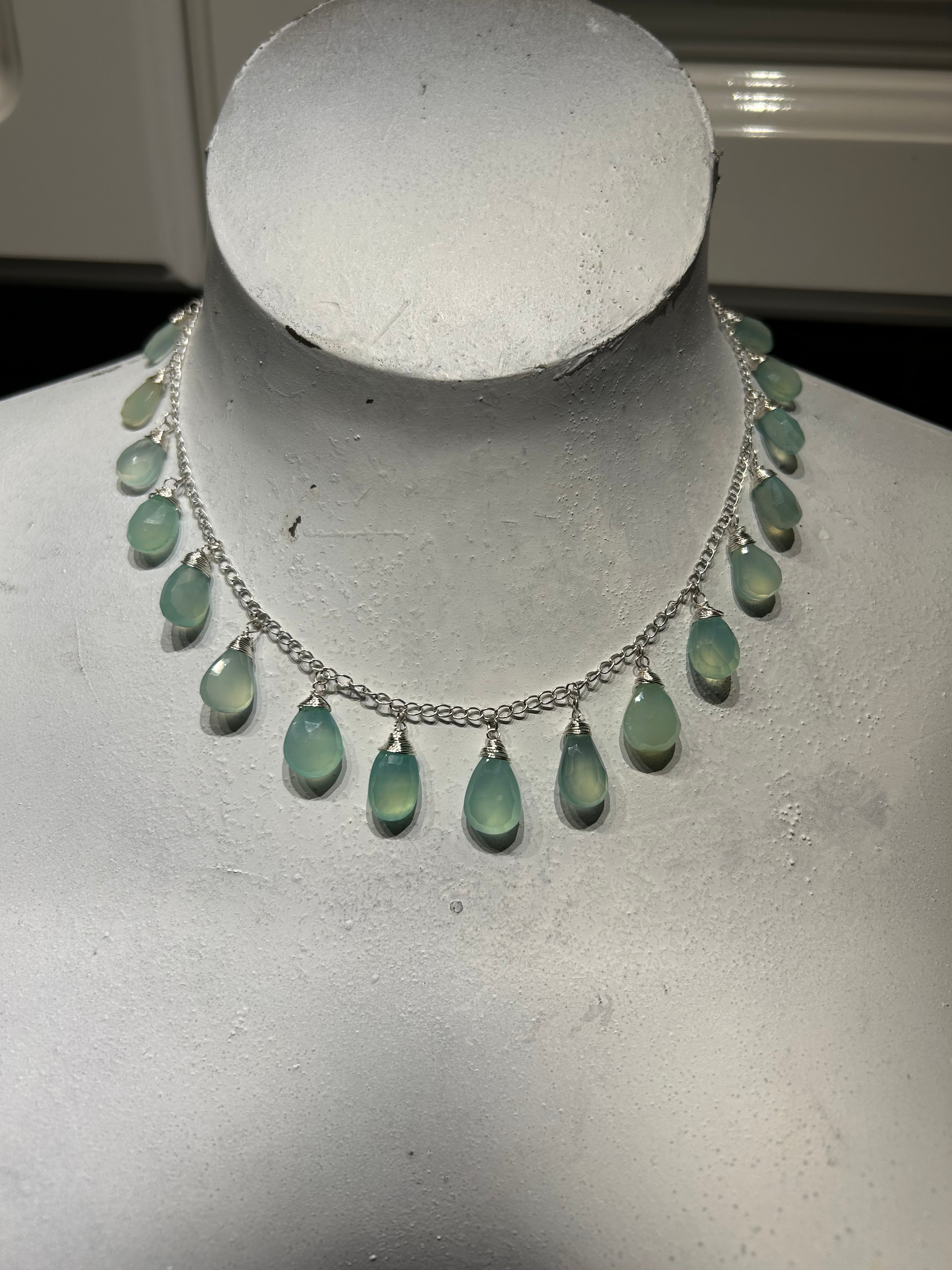 Aqua Chalcedony on Sterling Silver