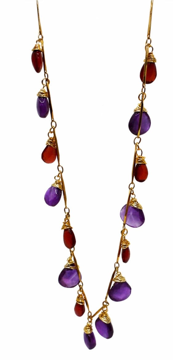 Amethyst & Garnet Garland on 24ct Gold Plate