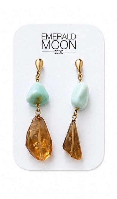 Citrine & Blue Opal Earrings - Option 3