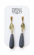 Lemon Quartz & Grey Agate Drop Earrings.