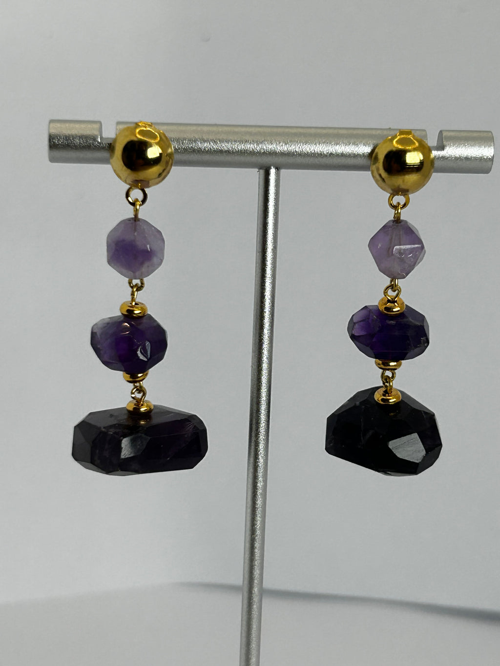 Amethyst Multi-Tier Drop Earrings