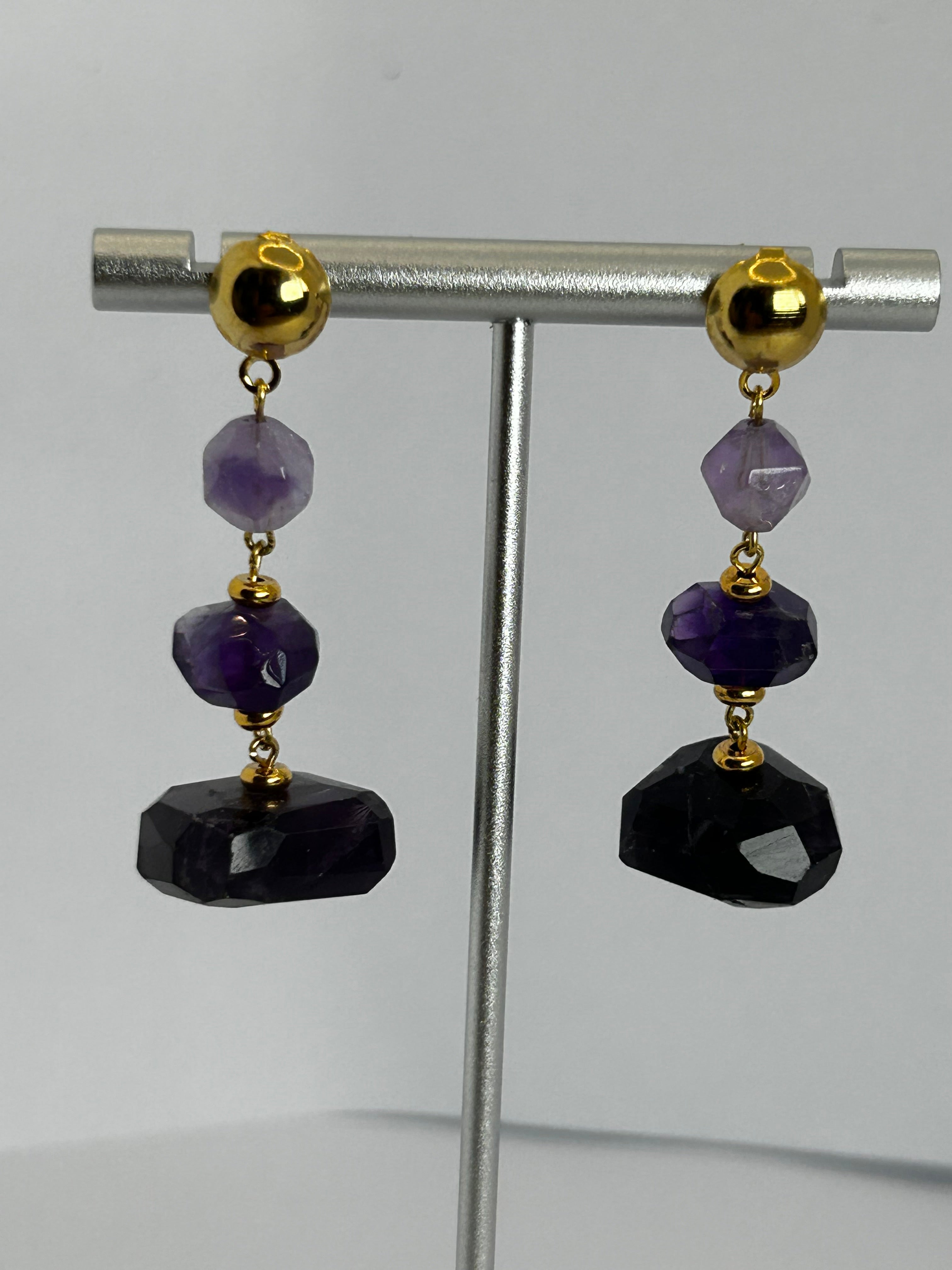 Amethyst Multi-Tier Drop Earrings