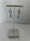 Grey Pearl 2-Drop Earrings