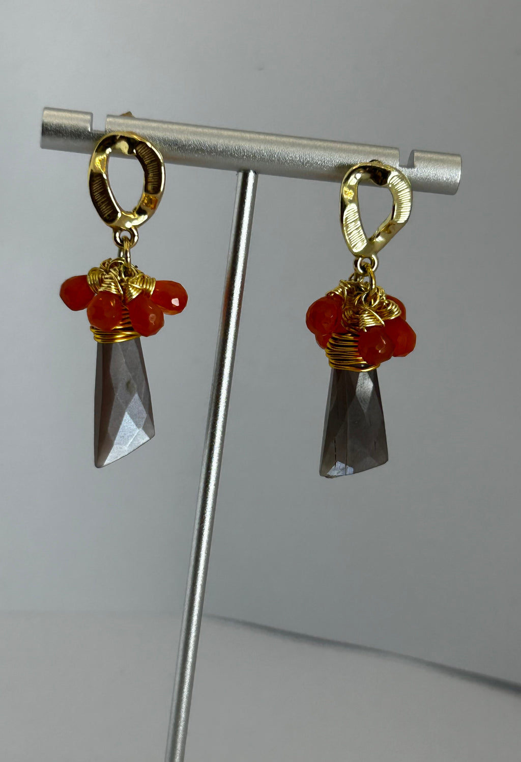 Chocolate Moonstone & Carnelian Earrings