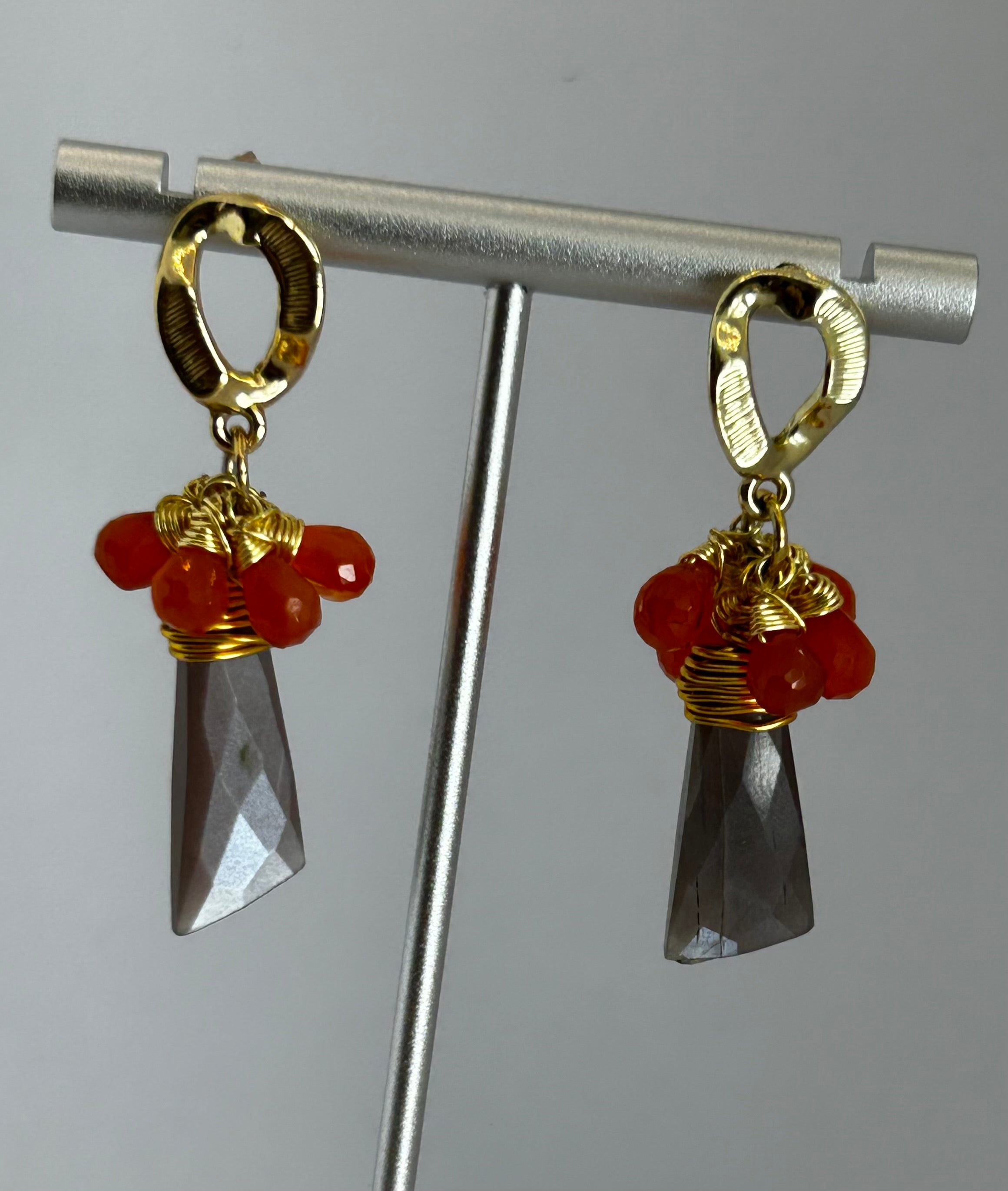 Chocolate Moonstone & Carnelian Earrings