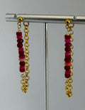Pink & Red Gold Chain Earrings