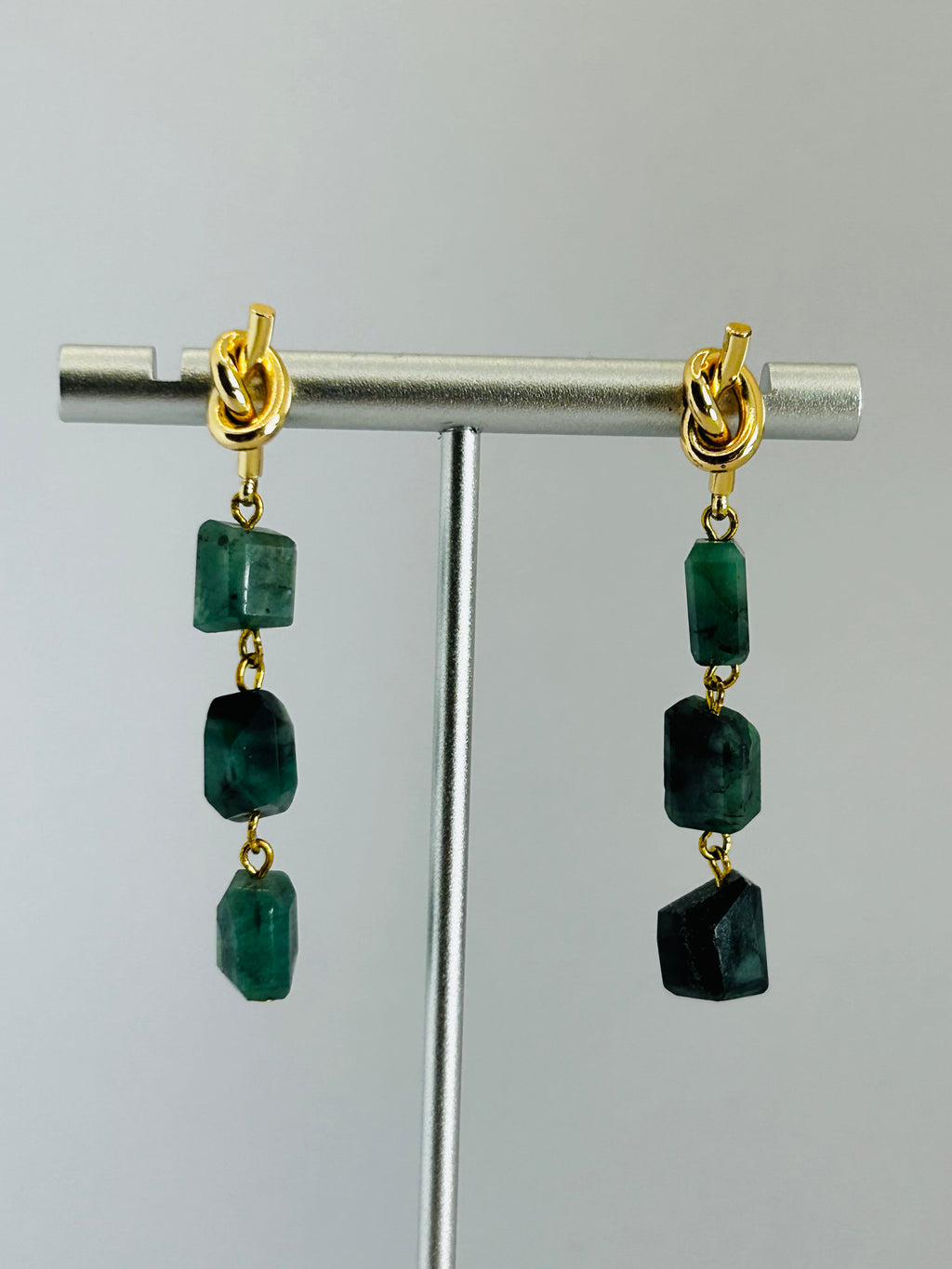 Emerald 3-Drop Earrings