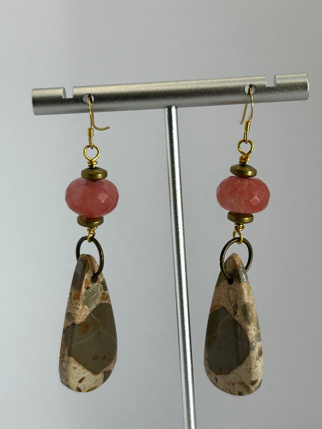 Jasper, Cherry Quartz & Hematite Earrings