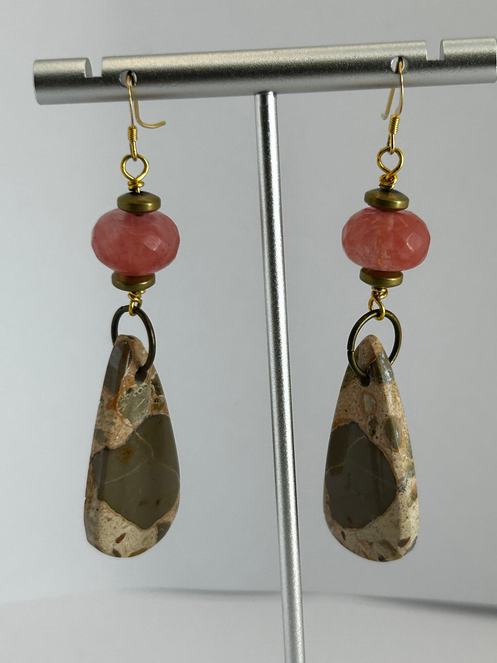 Jasper, Cherry Quartz & Hematite Earrings