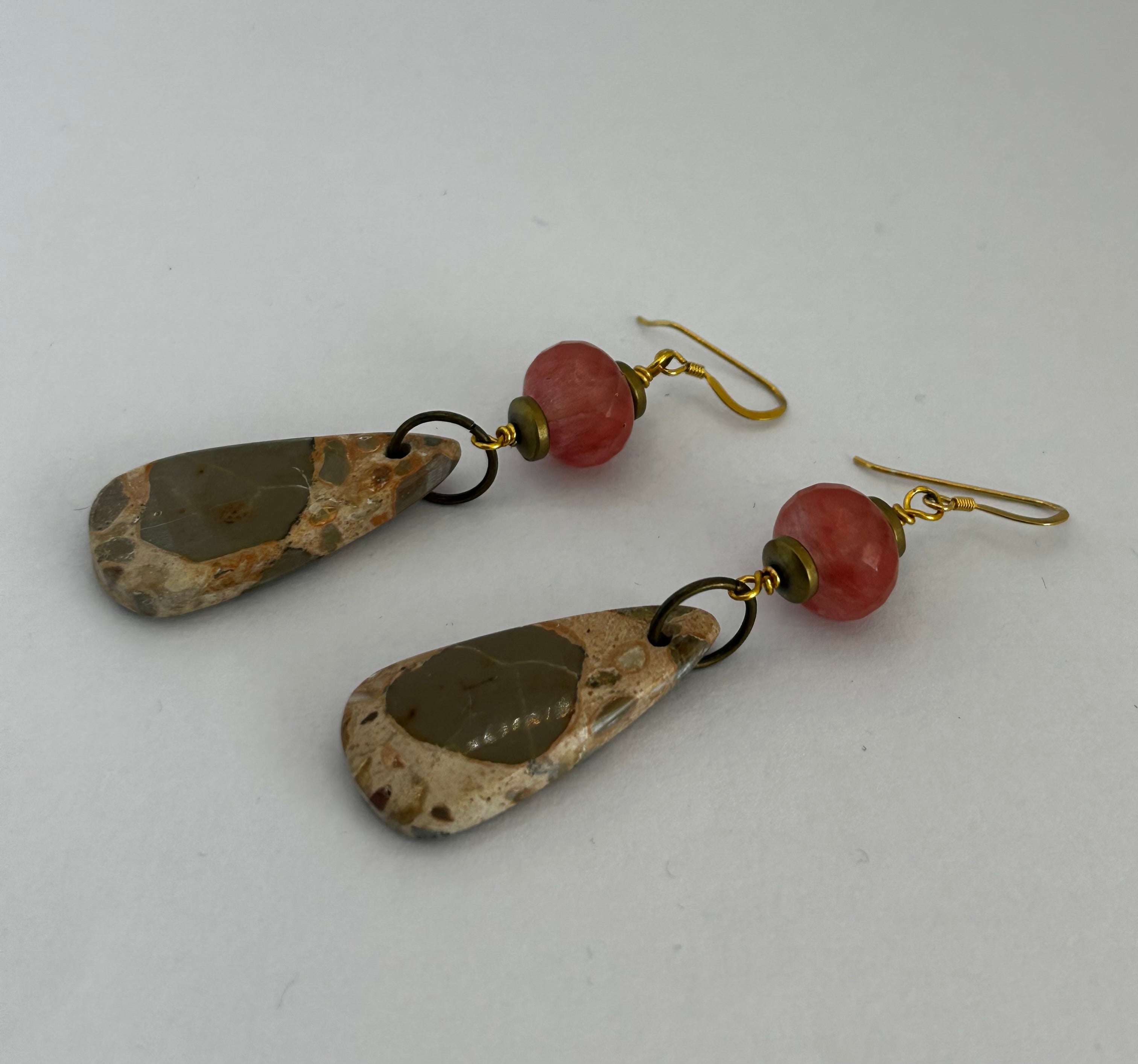 Jasper, Cherry Quartz & Hematite Earrings
