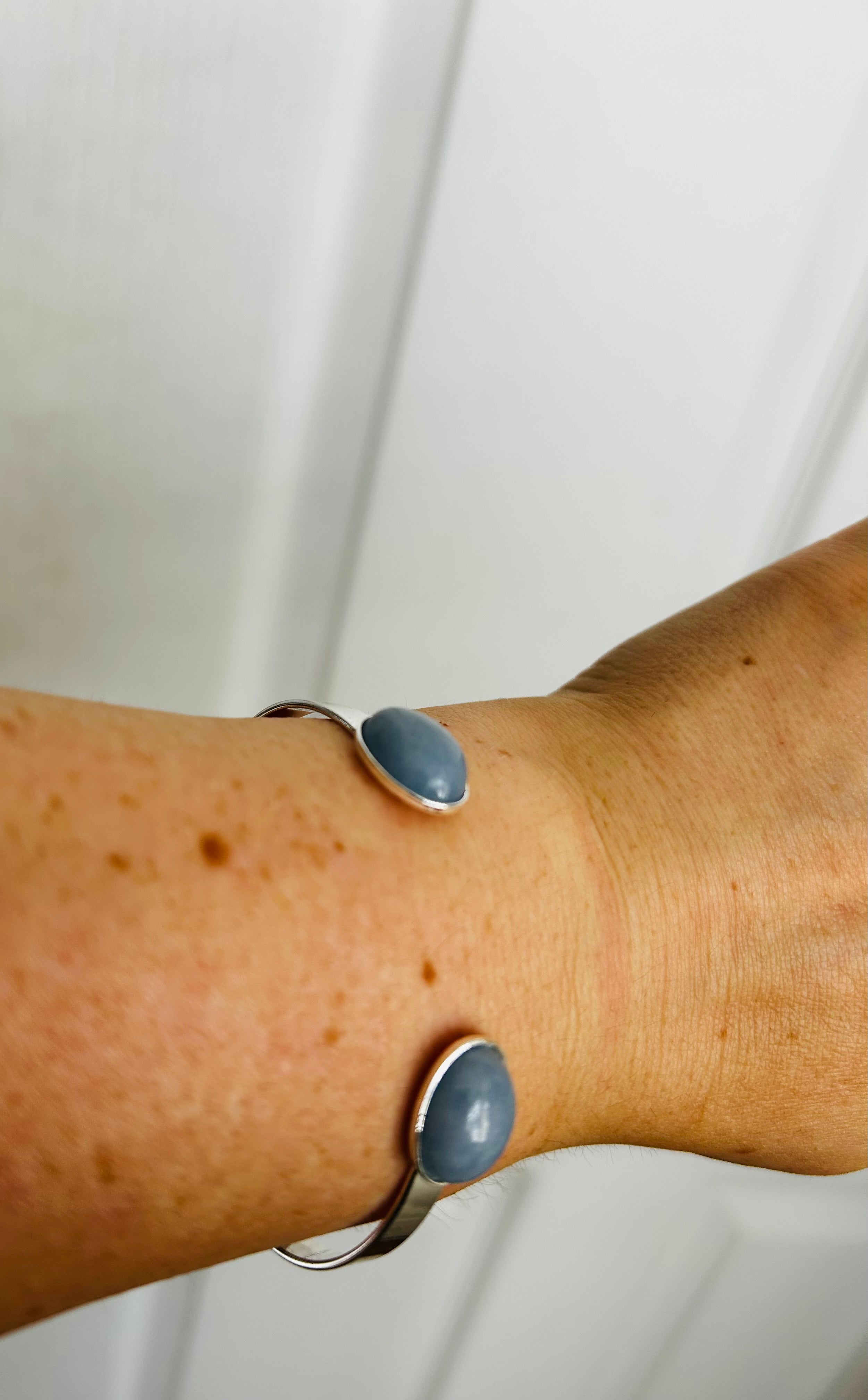 Angelite Silver Plated Bangle