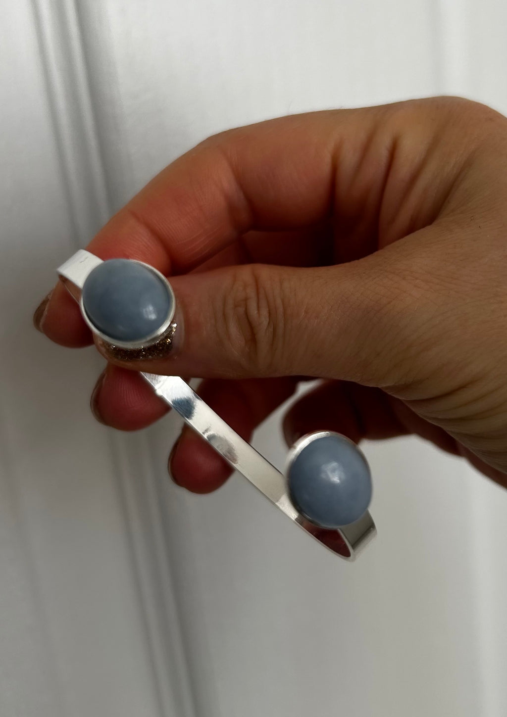 Angelite Silver Plated Bangle