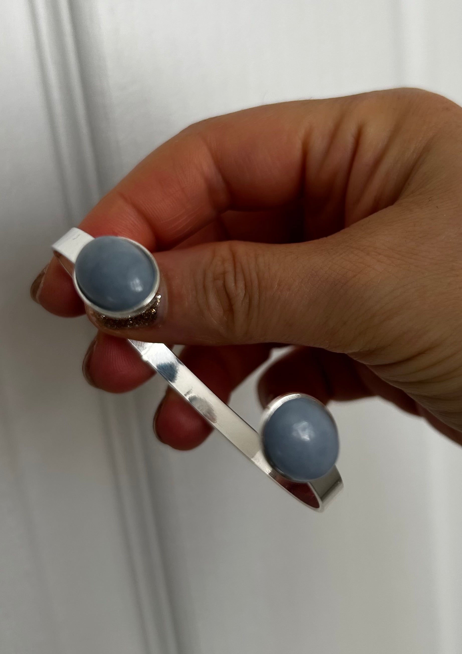 Angelite Silver Plated Bangle