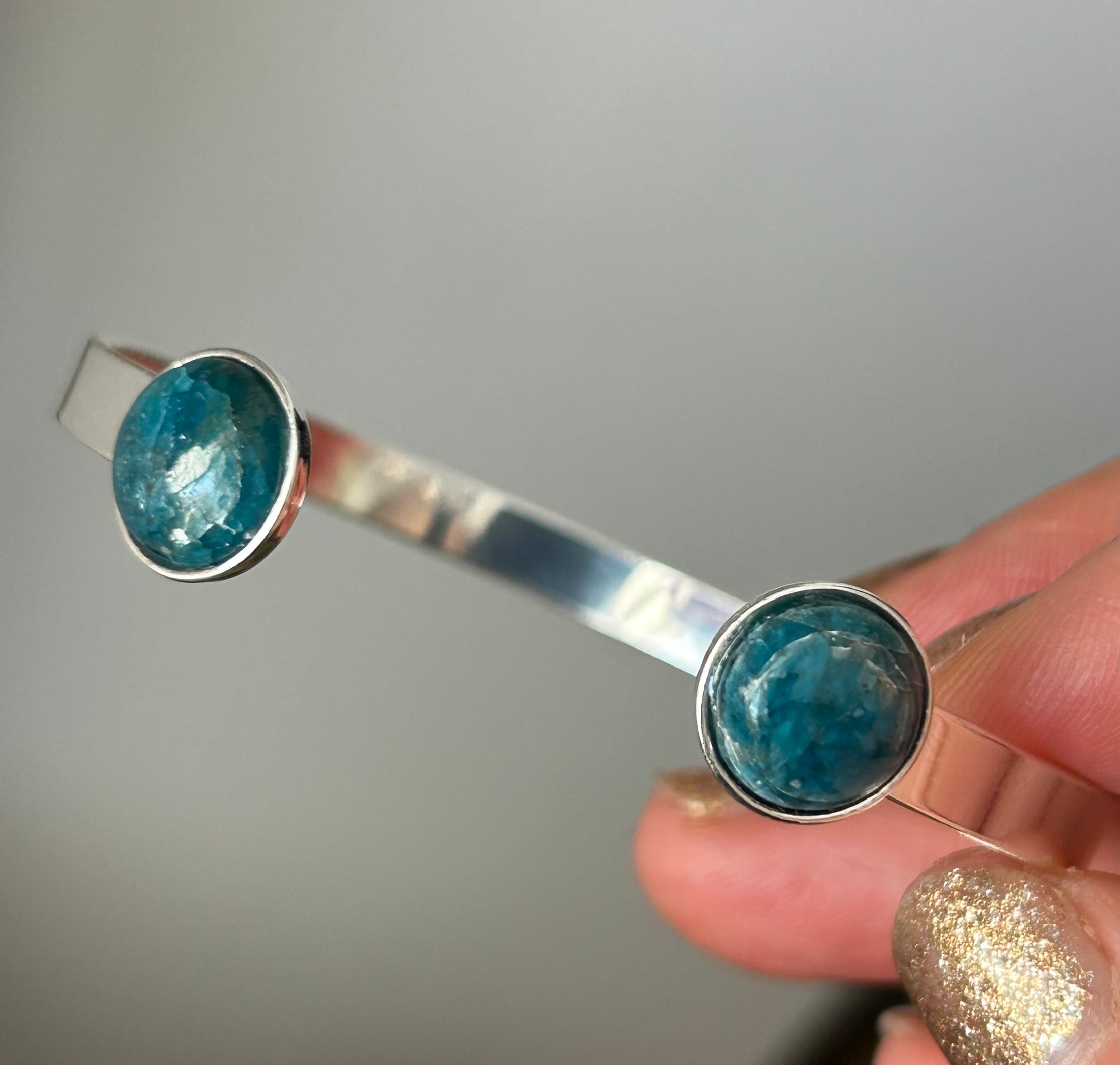 Apatite Silver Plated Bangle