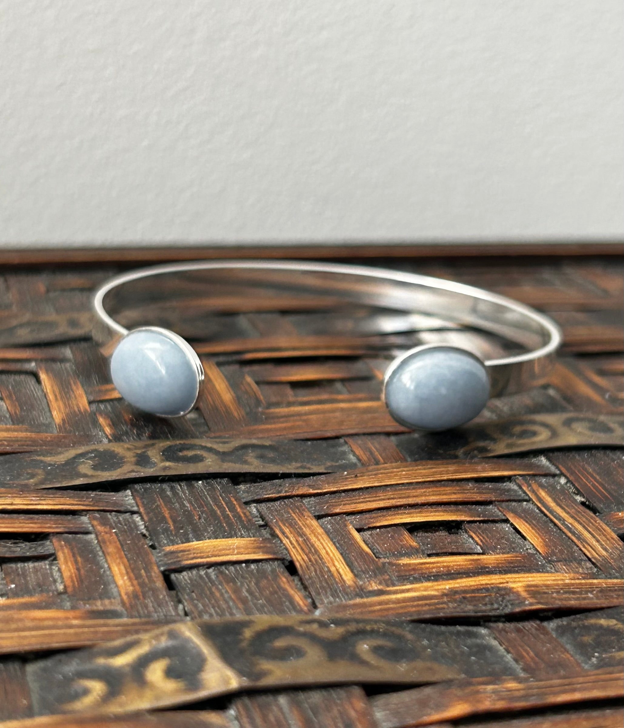 Angelite Silver Plated Bangle