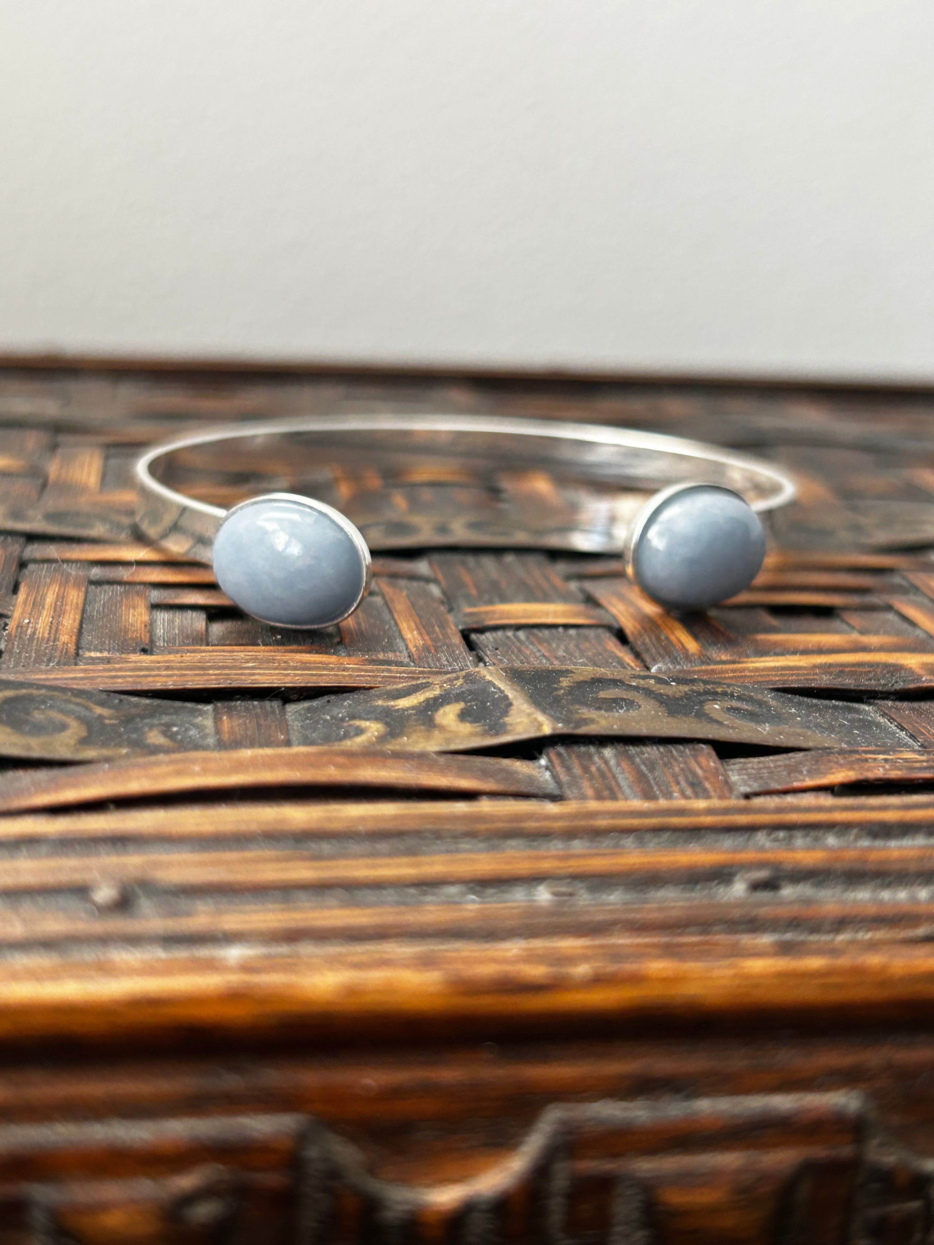 Angelite Silver Plated Bangle