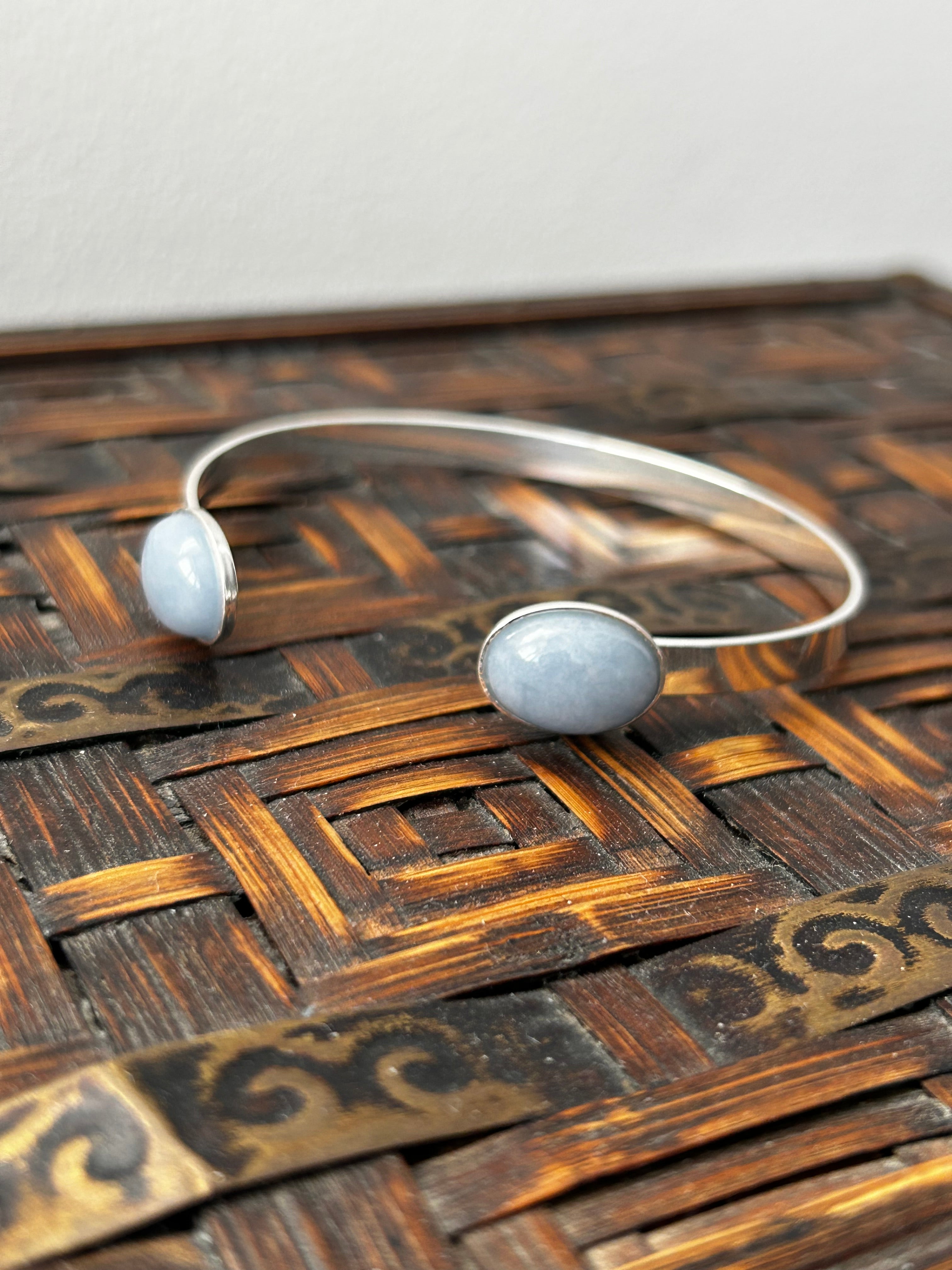 Angelite Silver Plated Bangle
