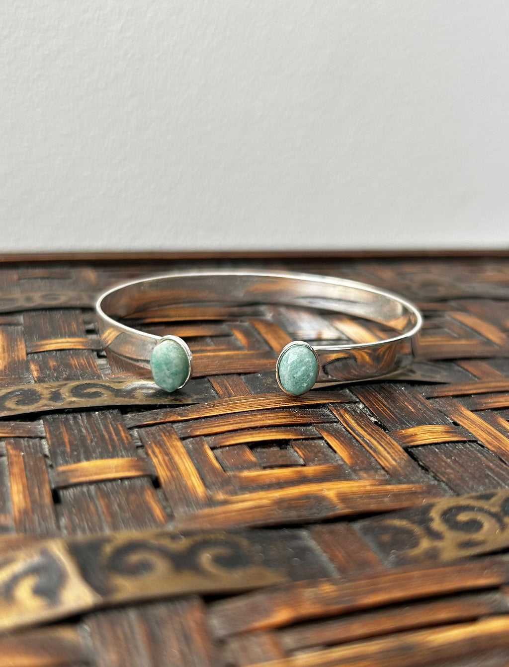 Amazonite Silver Plated Bangle