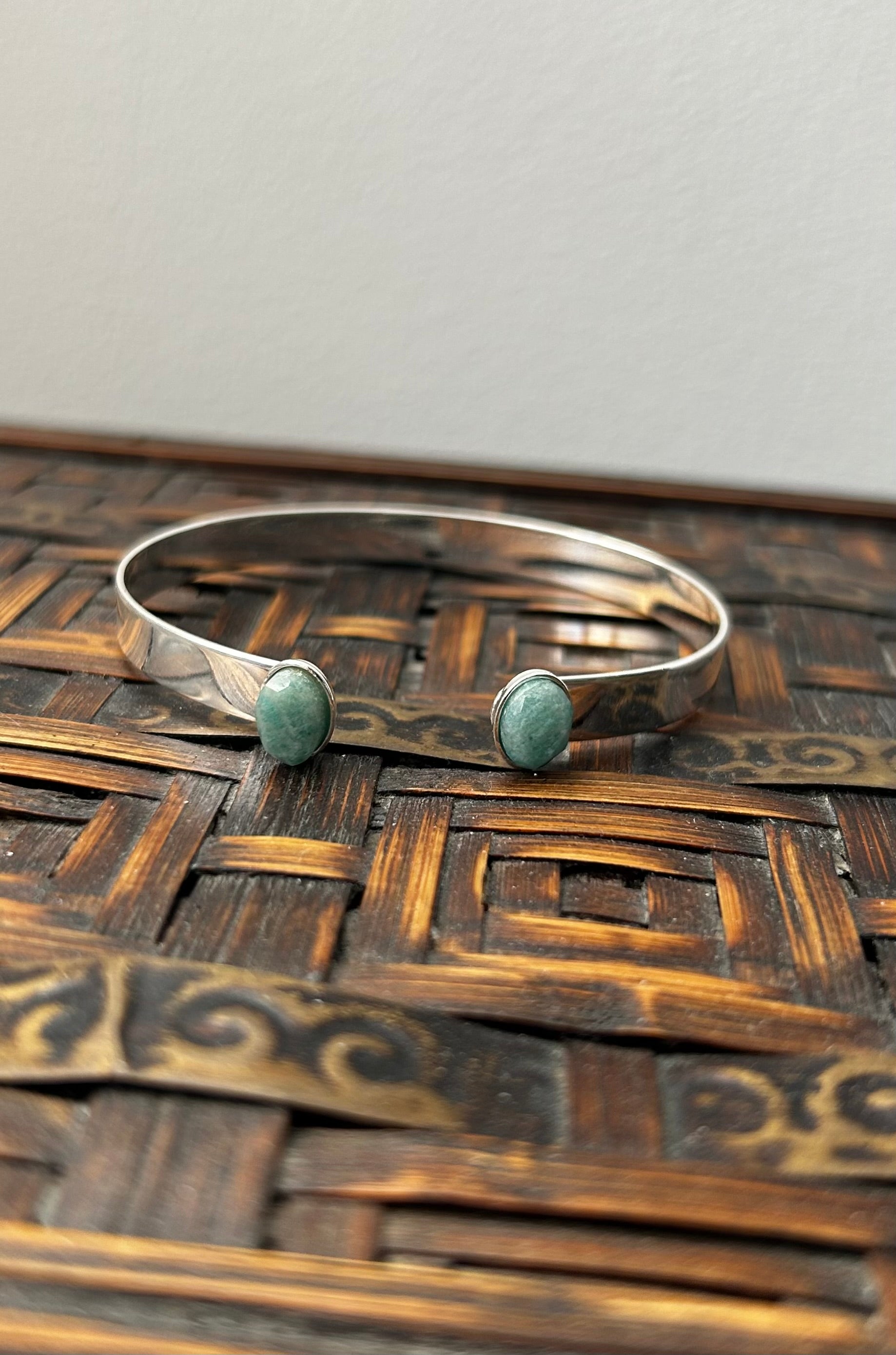 Amazonite Silver Plated Bangle