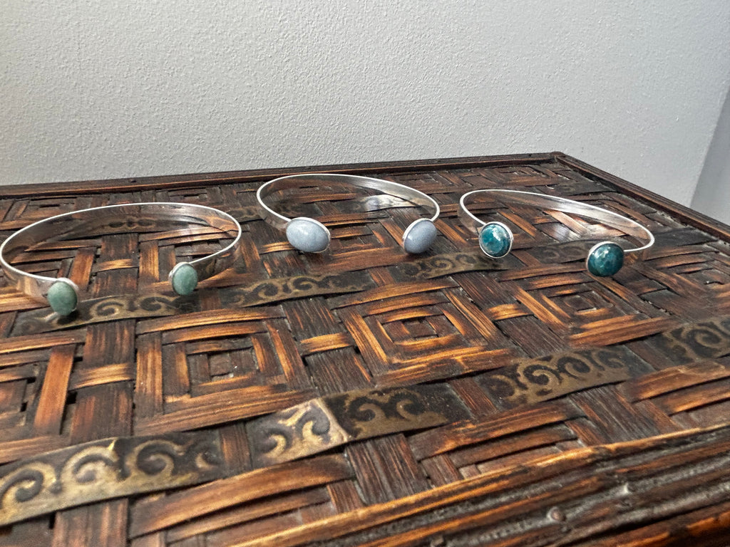 Apatite Silver Plated Bangle