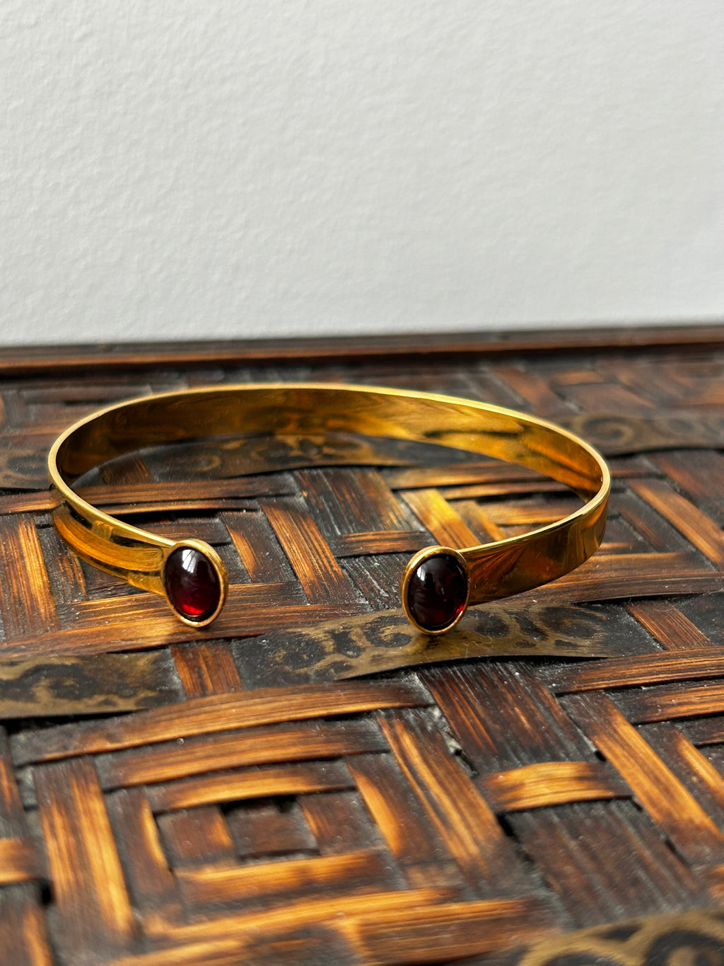 Garnet Gold Plated Bangle