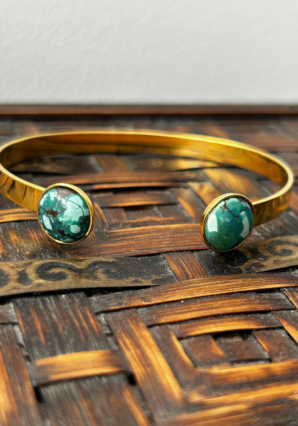African Turquoise Gold Plated Bangle