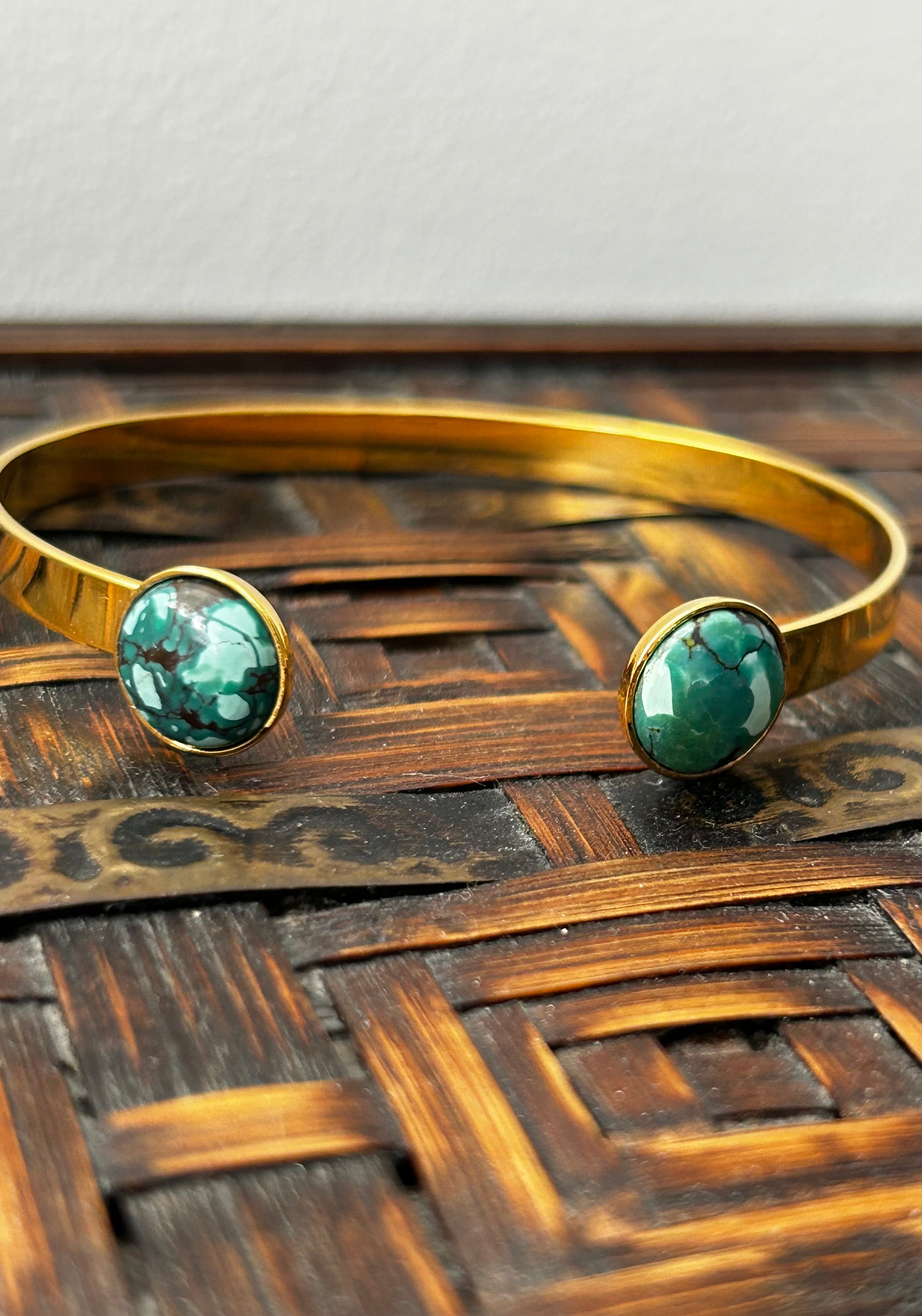 African Turquoise Gold Plated Bangle