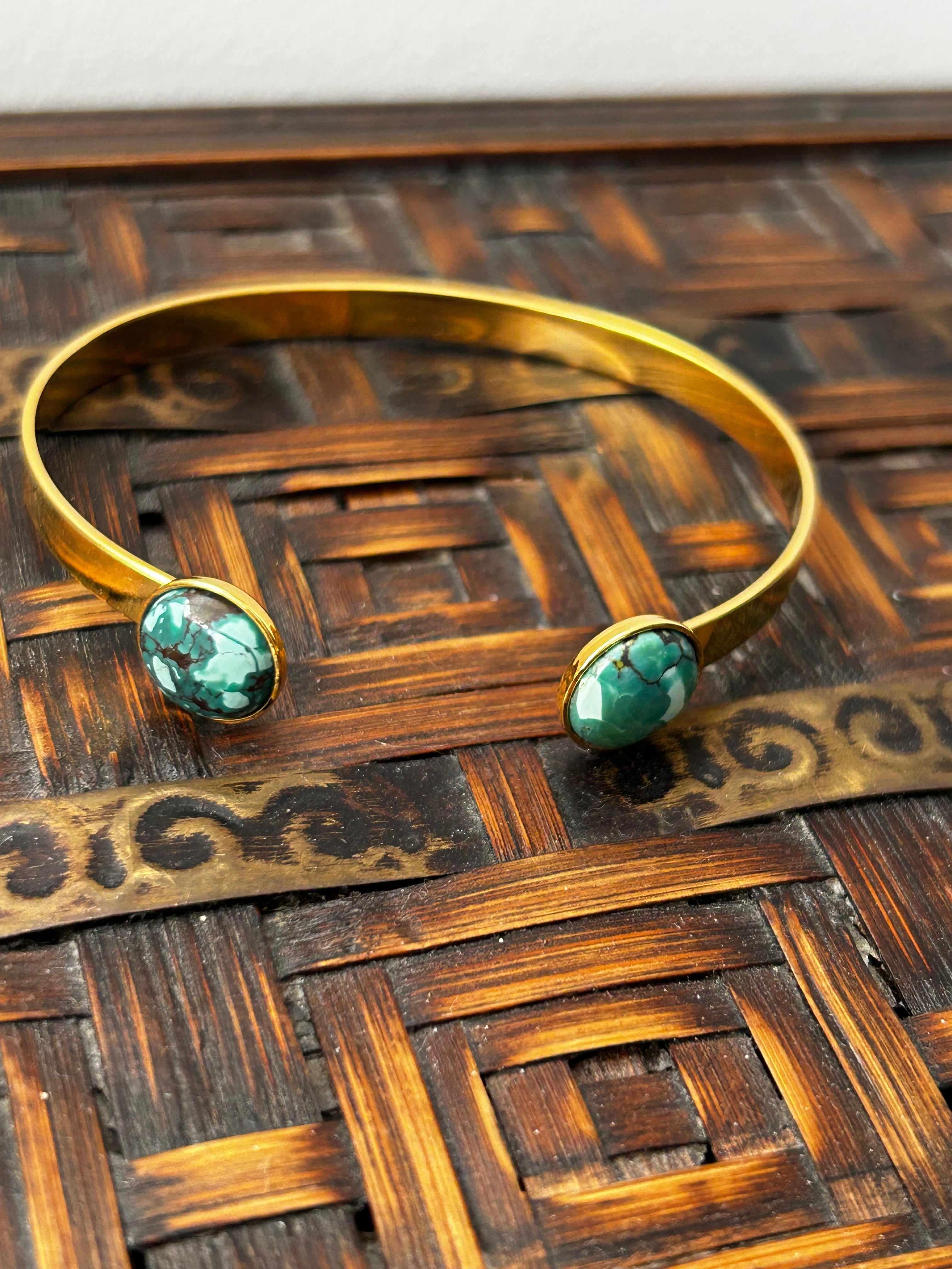 African Turquoise Gold Plated Bangle