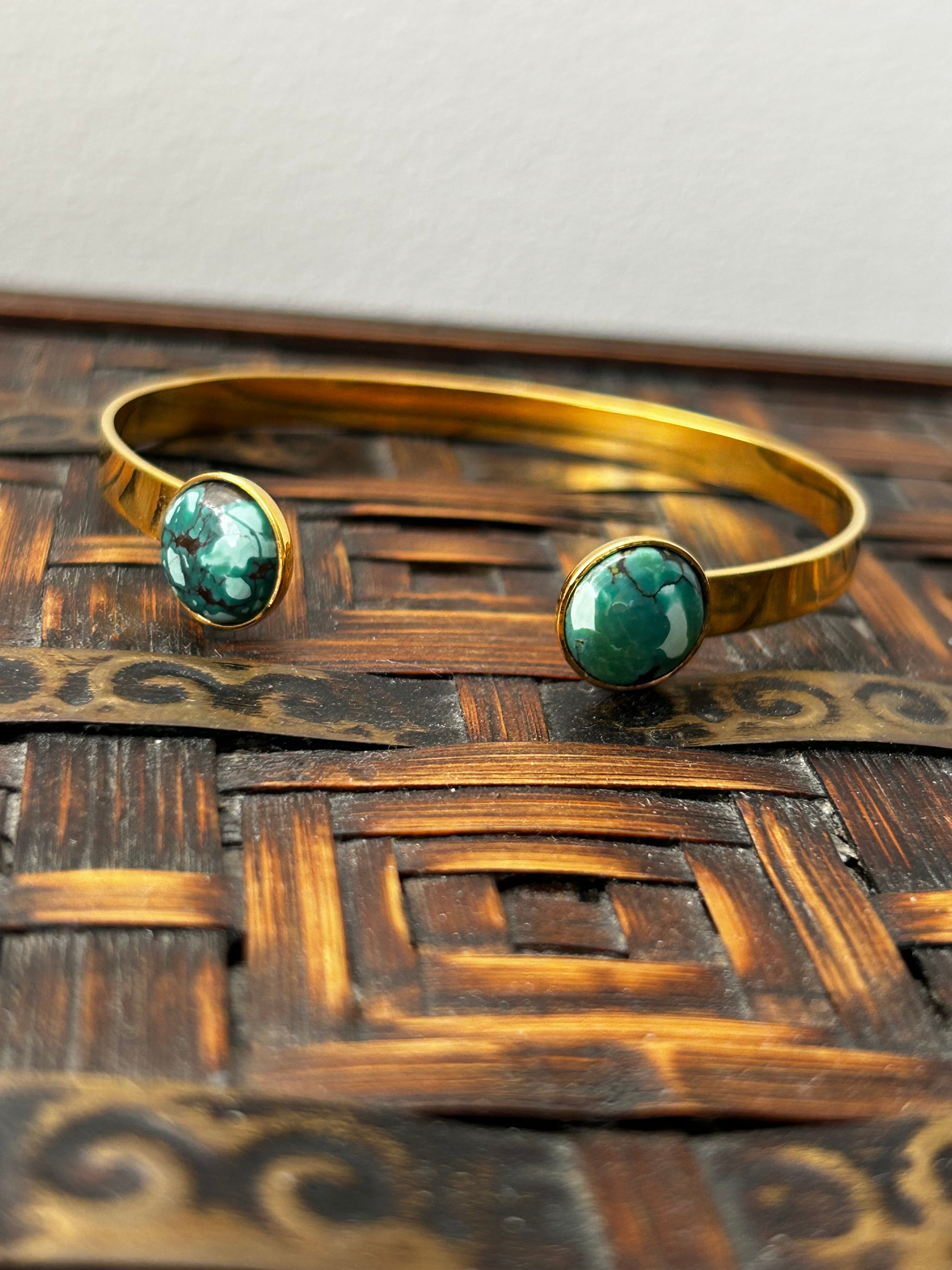 African Turquoise Gold Plated Bangle