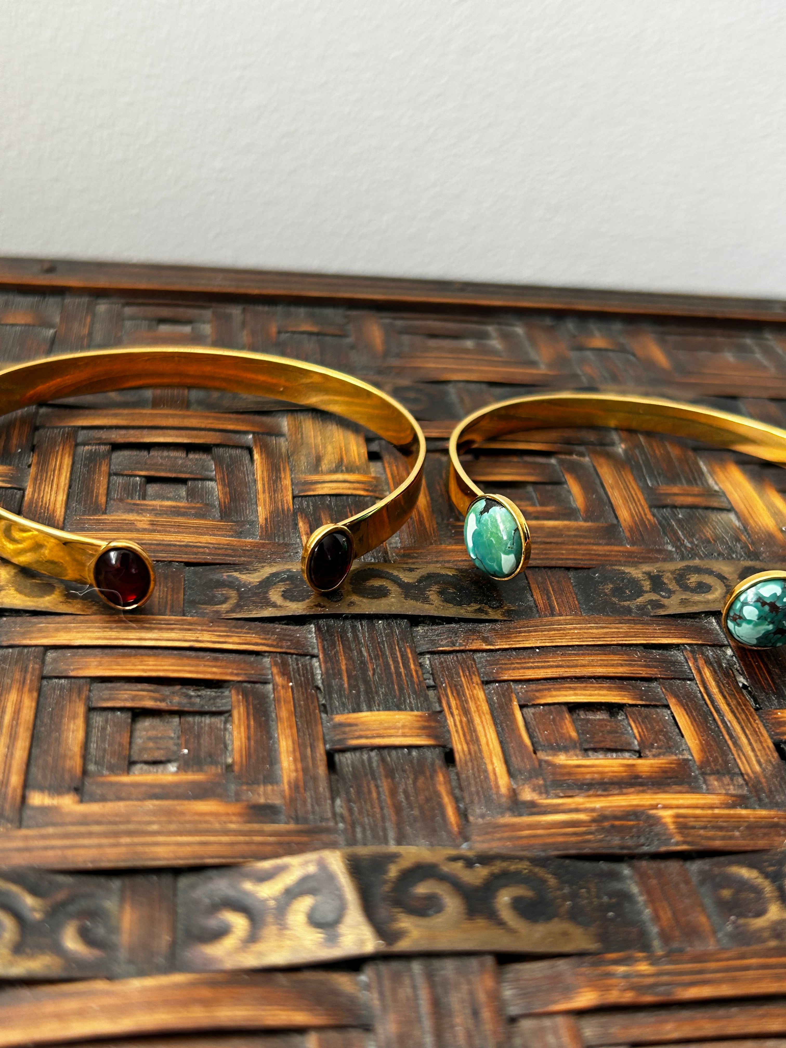 Garnet Gold Plated Bangle
