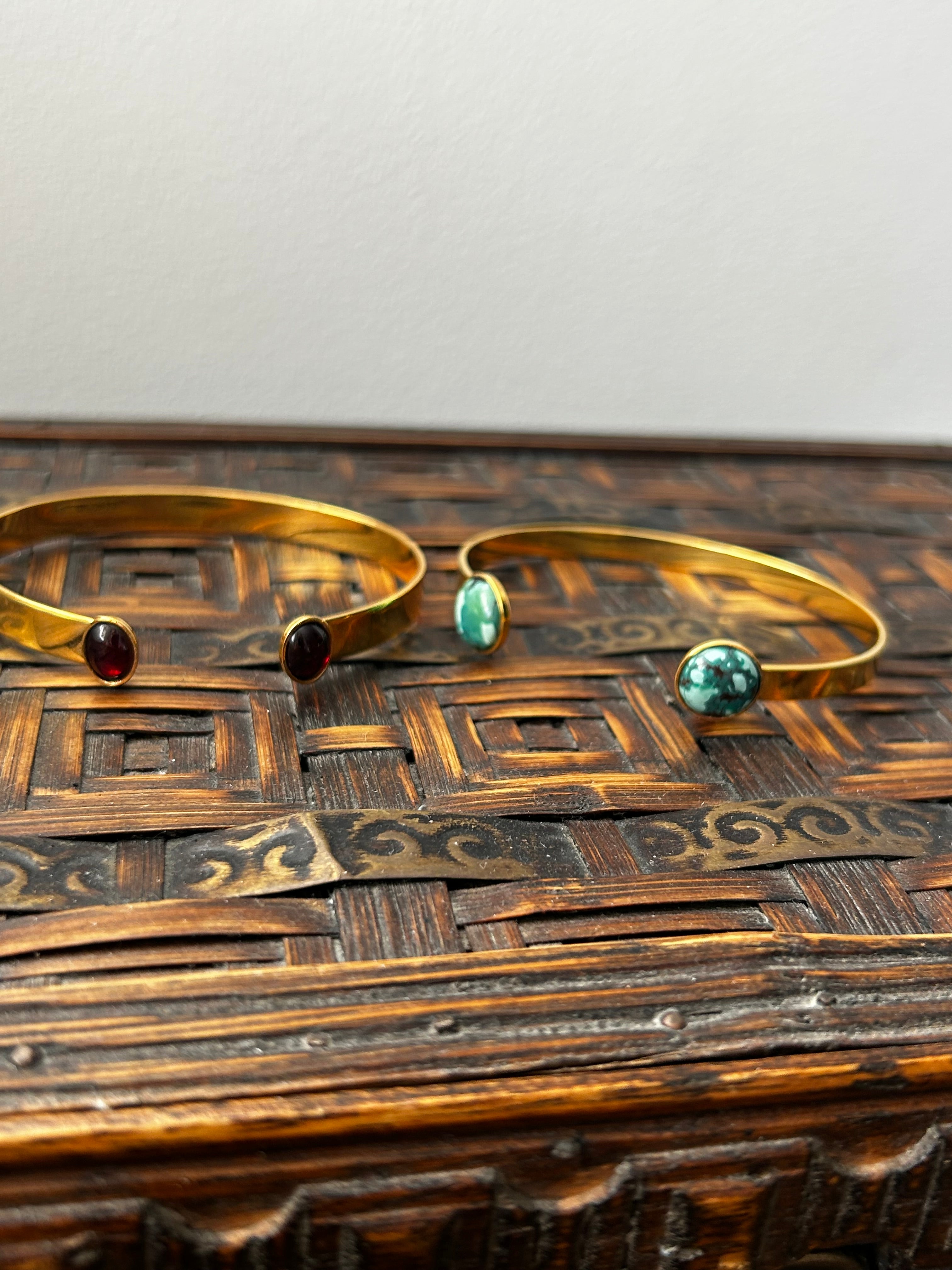 African Turquoise Gold Plated Bangle