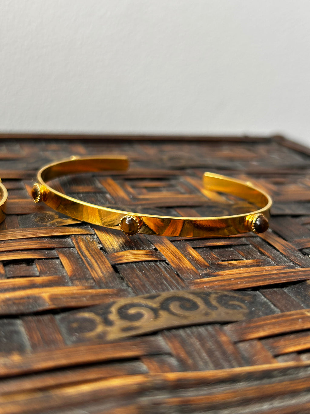 Tiger's Eye Gold Plated Bangle