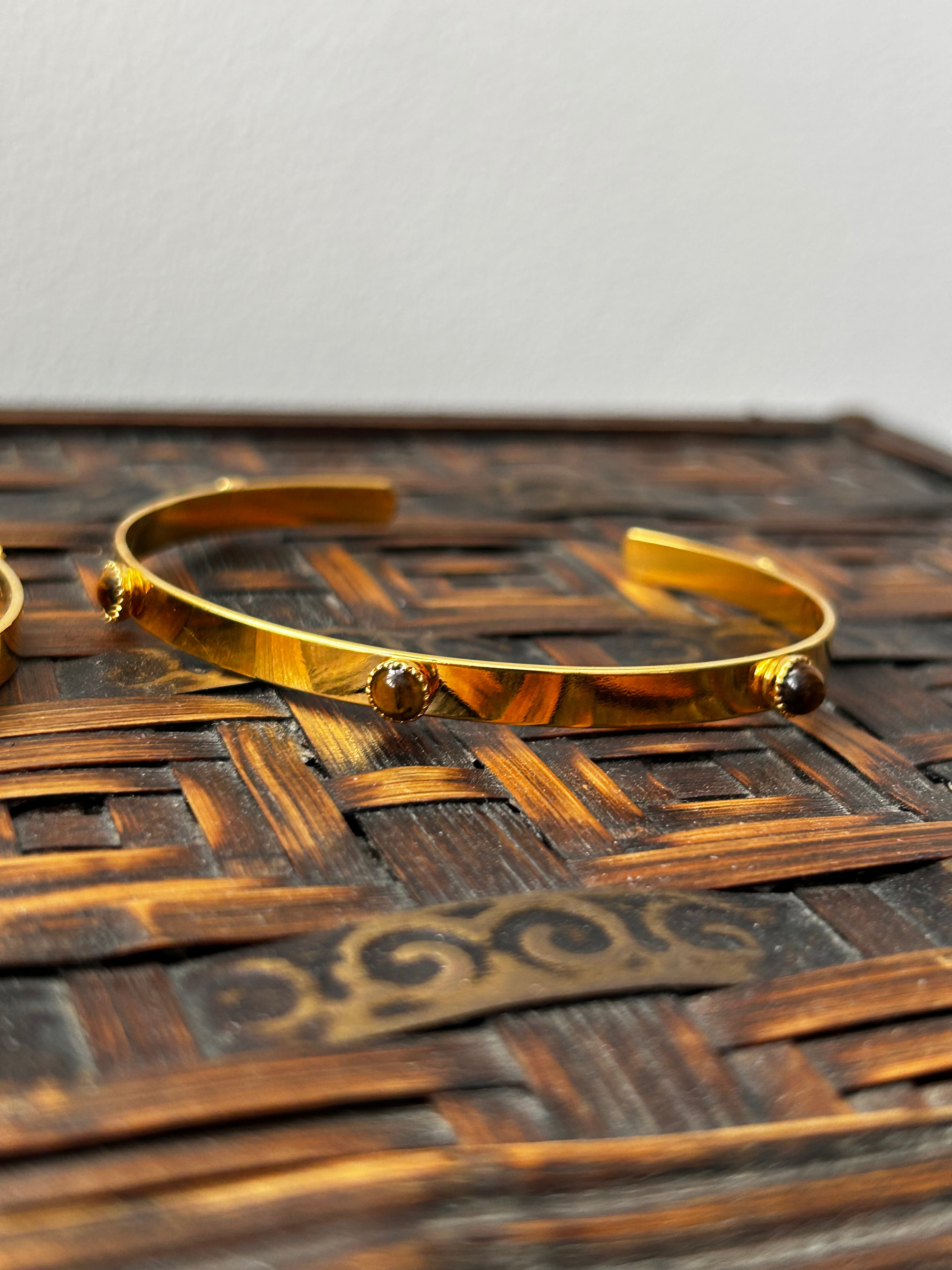 Tiger's Eye Gold Plated Bangle