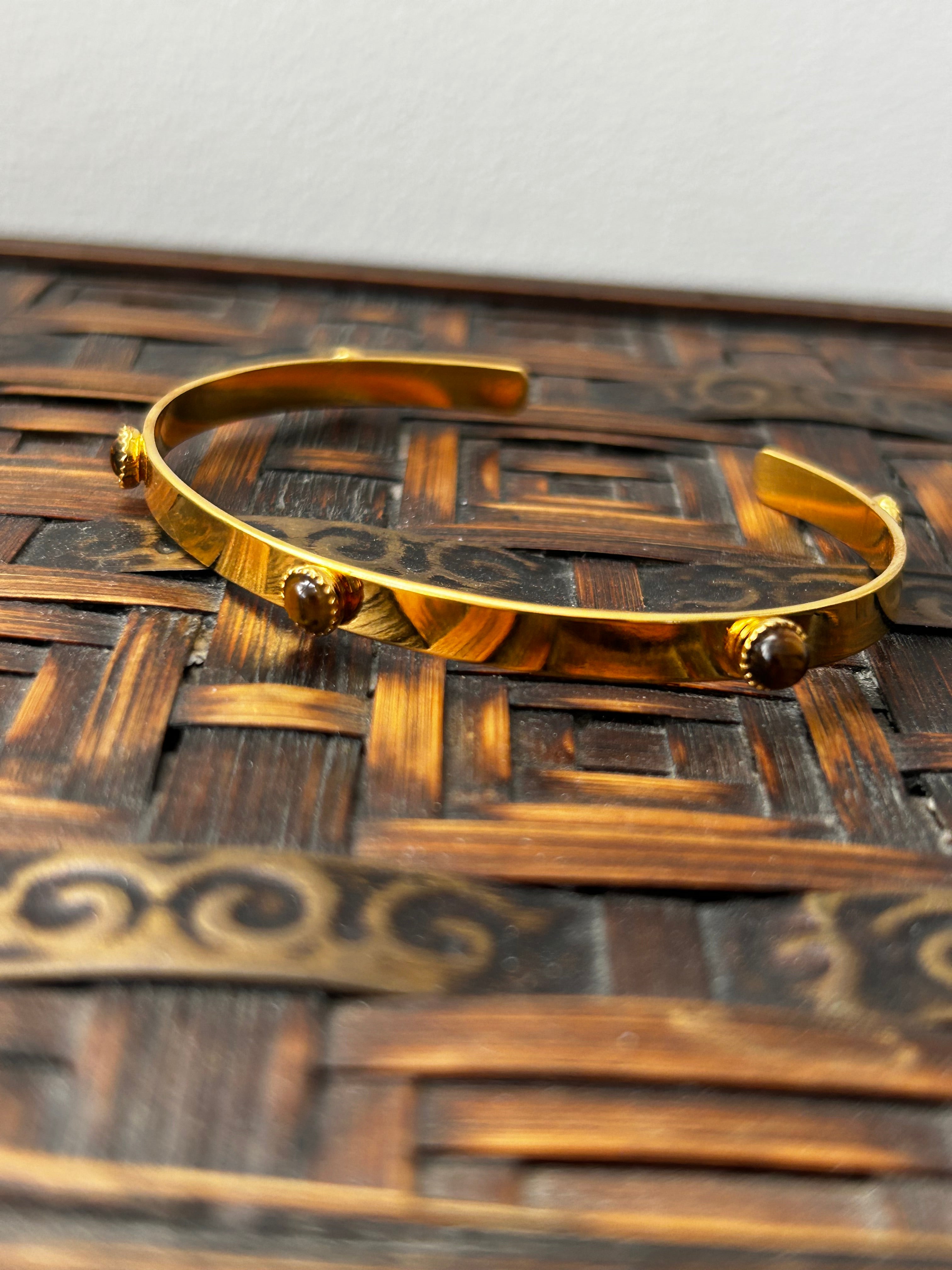 Tiger's Eye Gold Plated Bangle