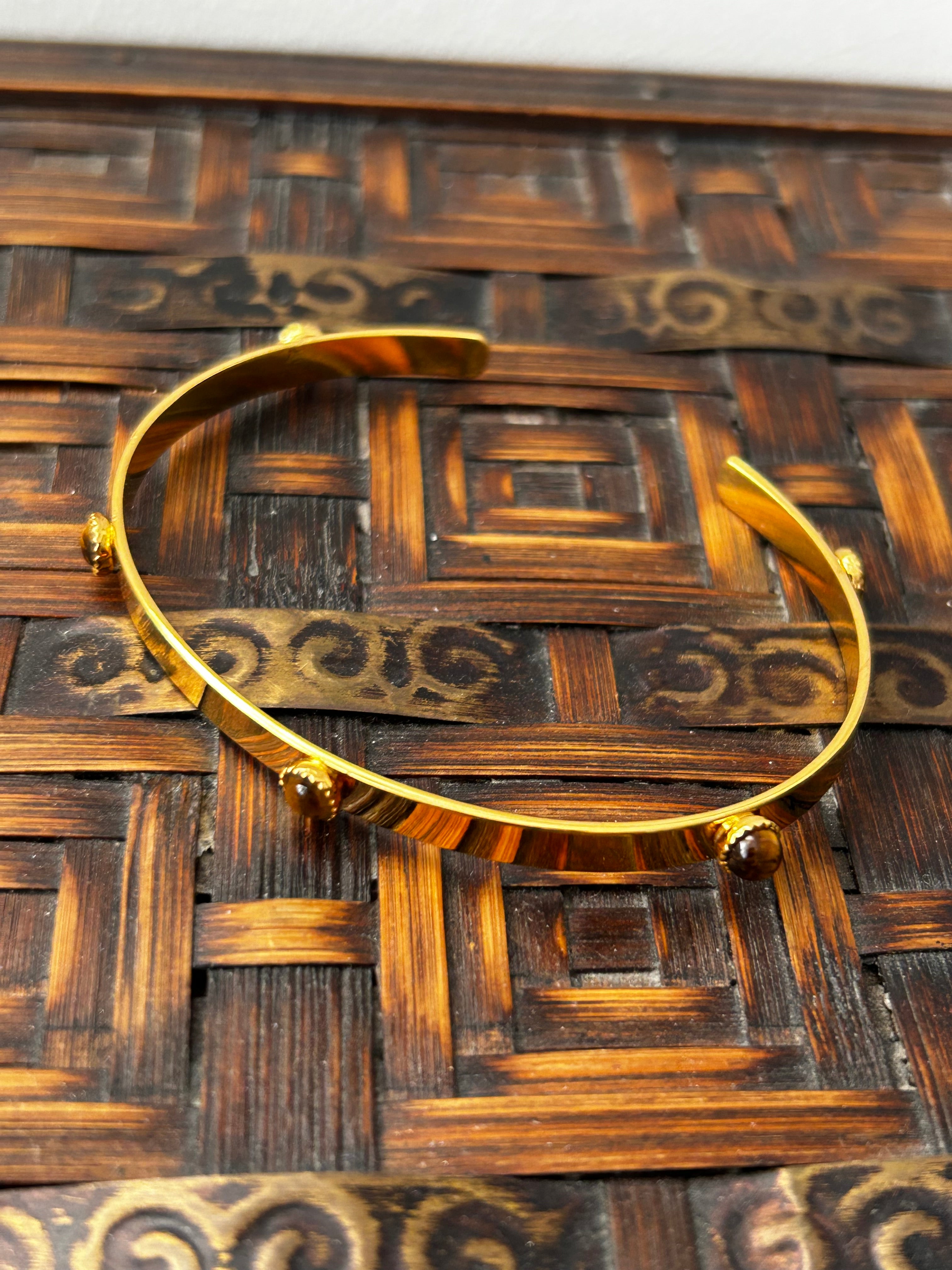 Tiger's Eye Gold Plated Bangle