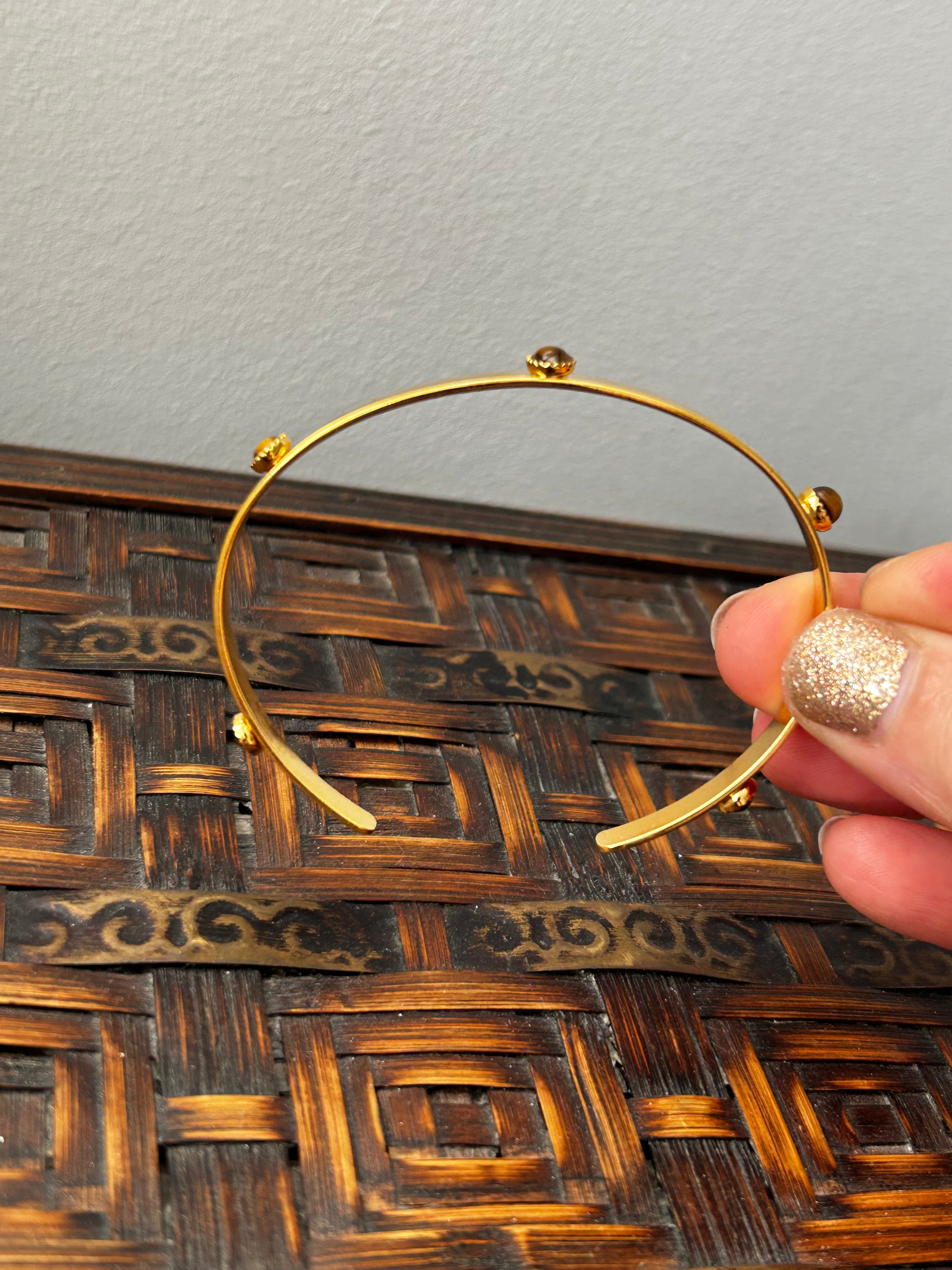 Tiger's Eye Gold Plated Bangle