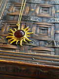 Carnelian Gold Sun Pendant Necklace