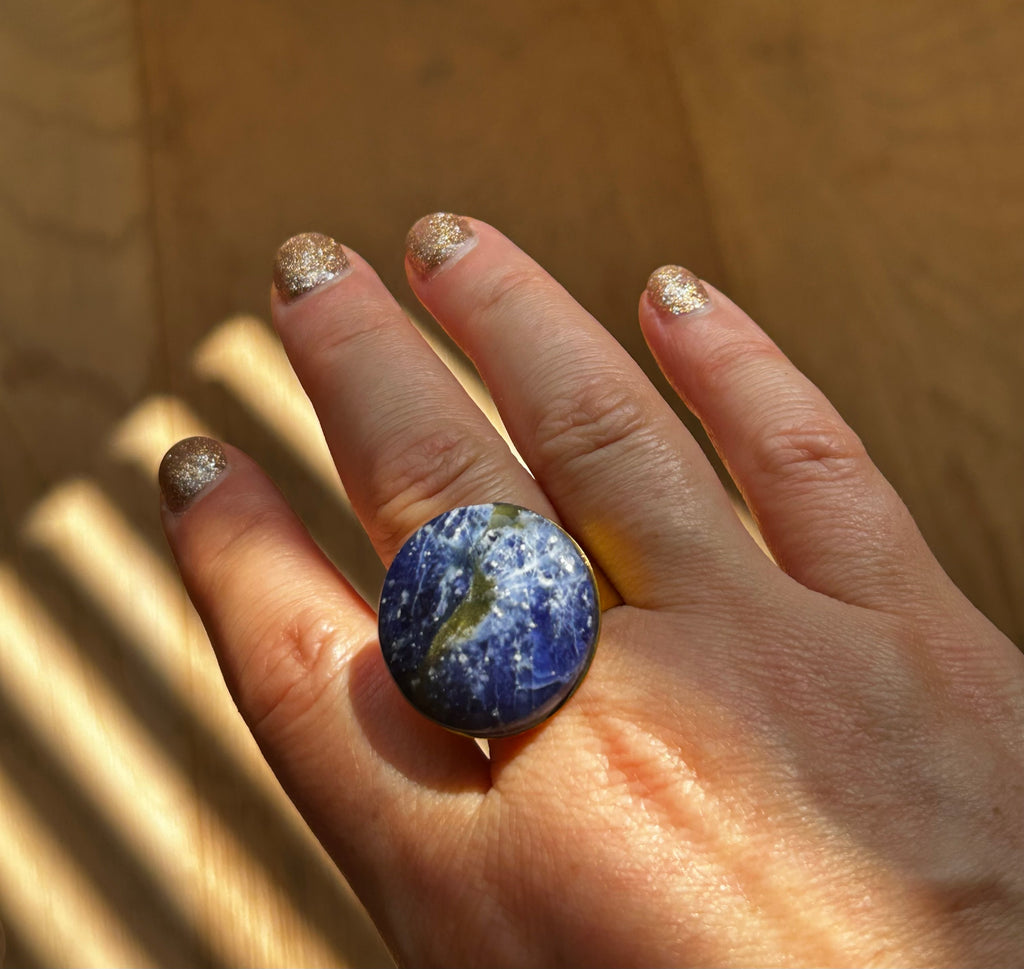 Sodalite "Planet Earth" Ring