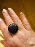 Navy Goldstone Ring on Gold Plate