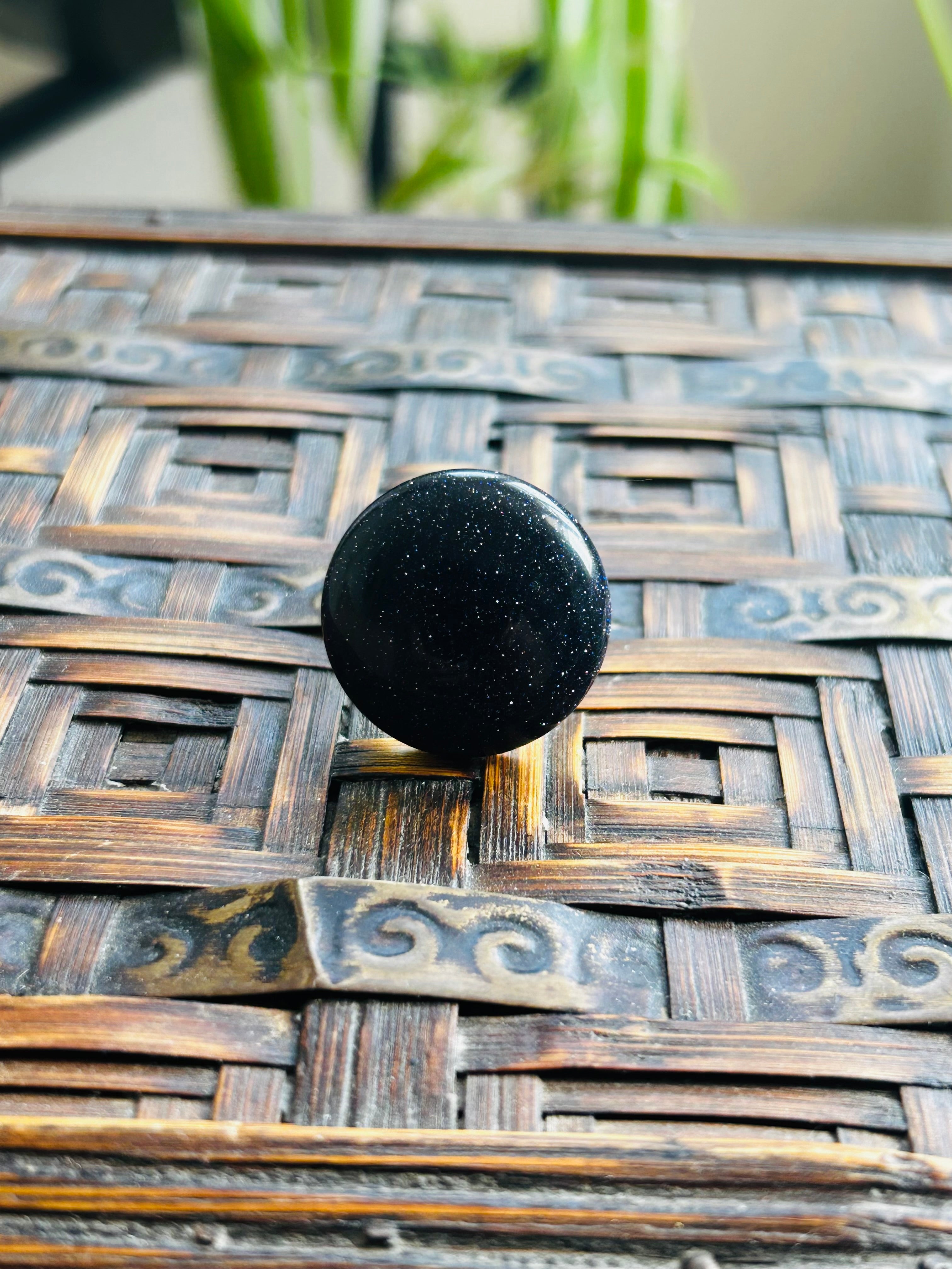 Navy Goldstone Ring on Gold Plate