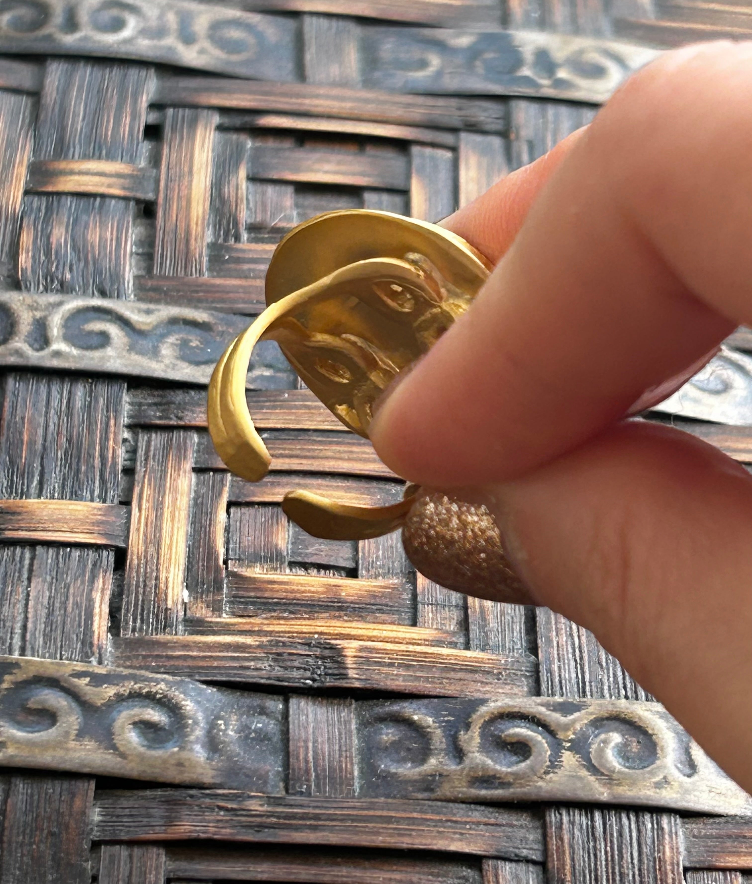Chrysocolla Satellite Ring on Gold Plated Brass