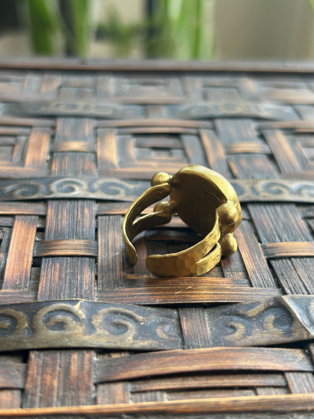 Rose Quartz on Decorative Brass Ring