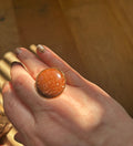 Brick Goldstone on Gold Plate Ring