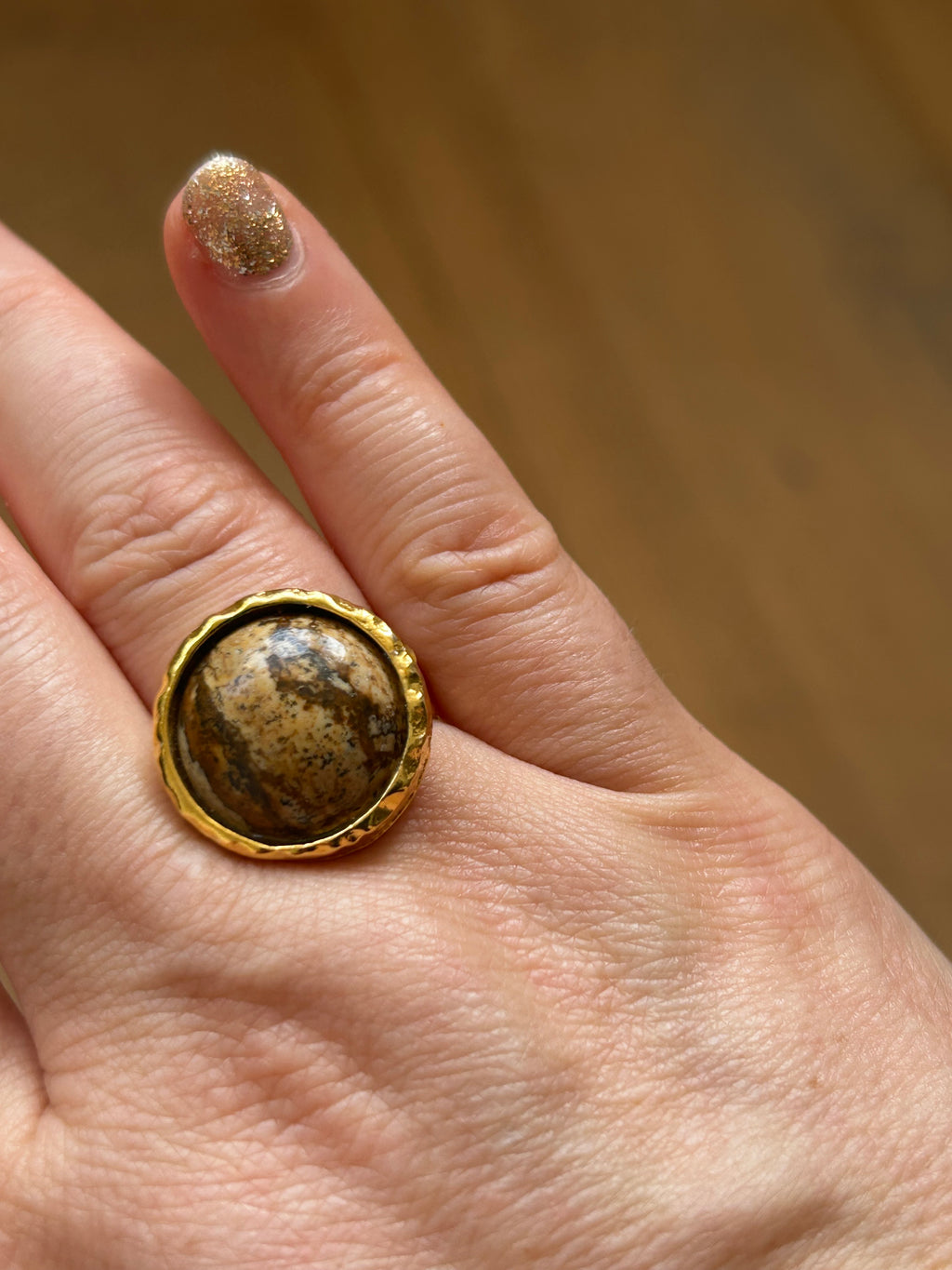Jasper on Gold Plated Brass Ring