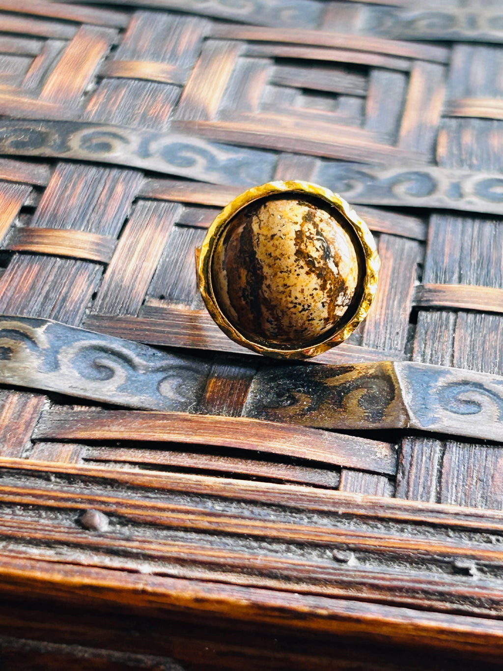Jasper on Gold Plated Brass Ring