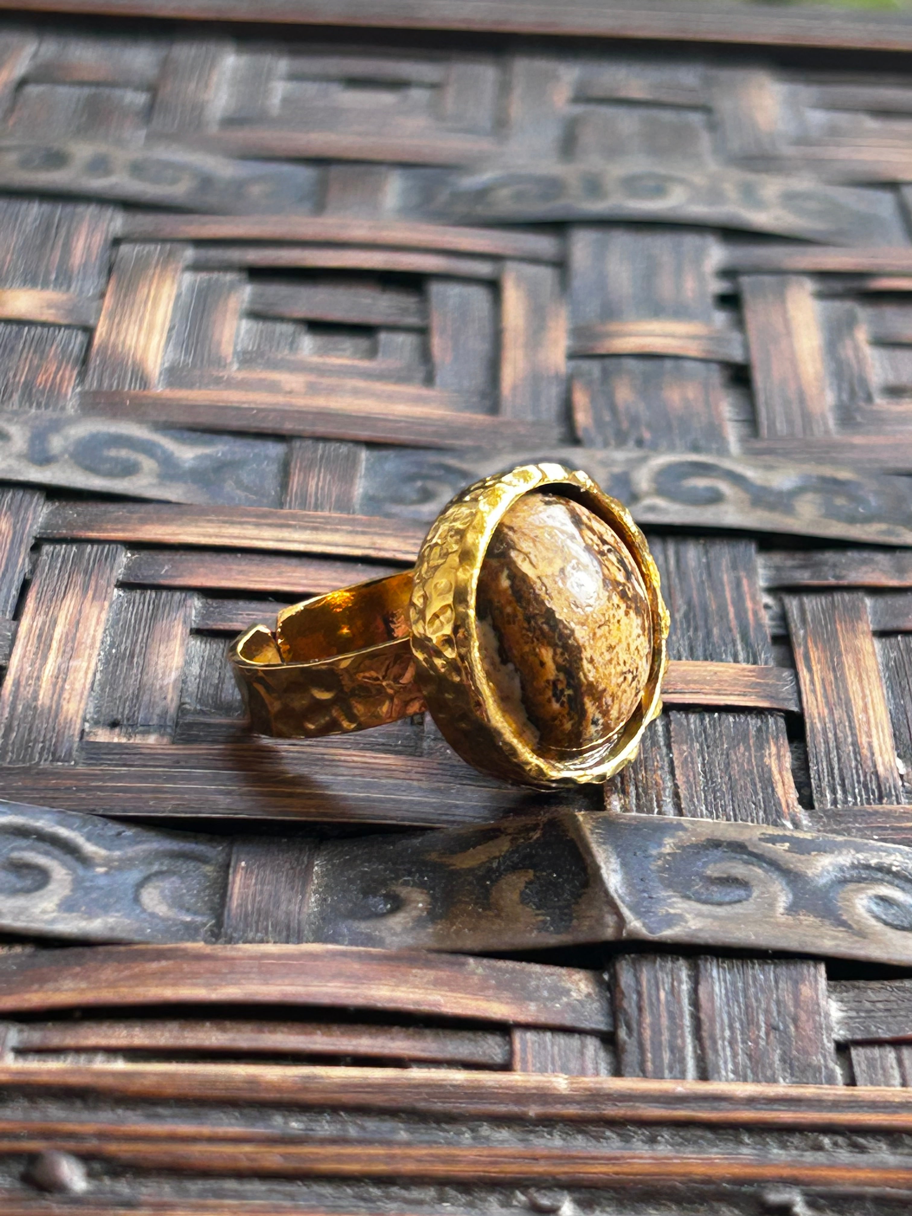 Jasper on Gold Plated Brass Ring
