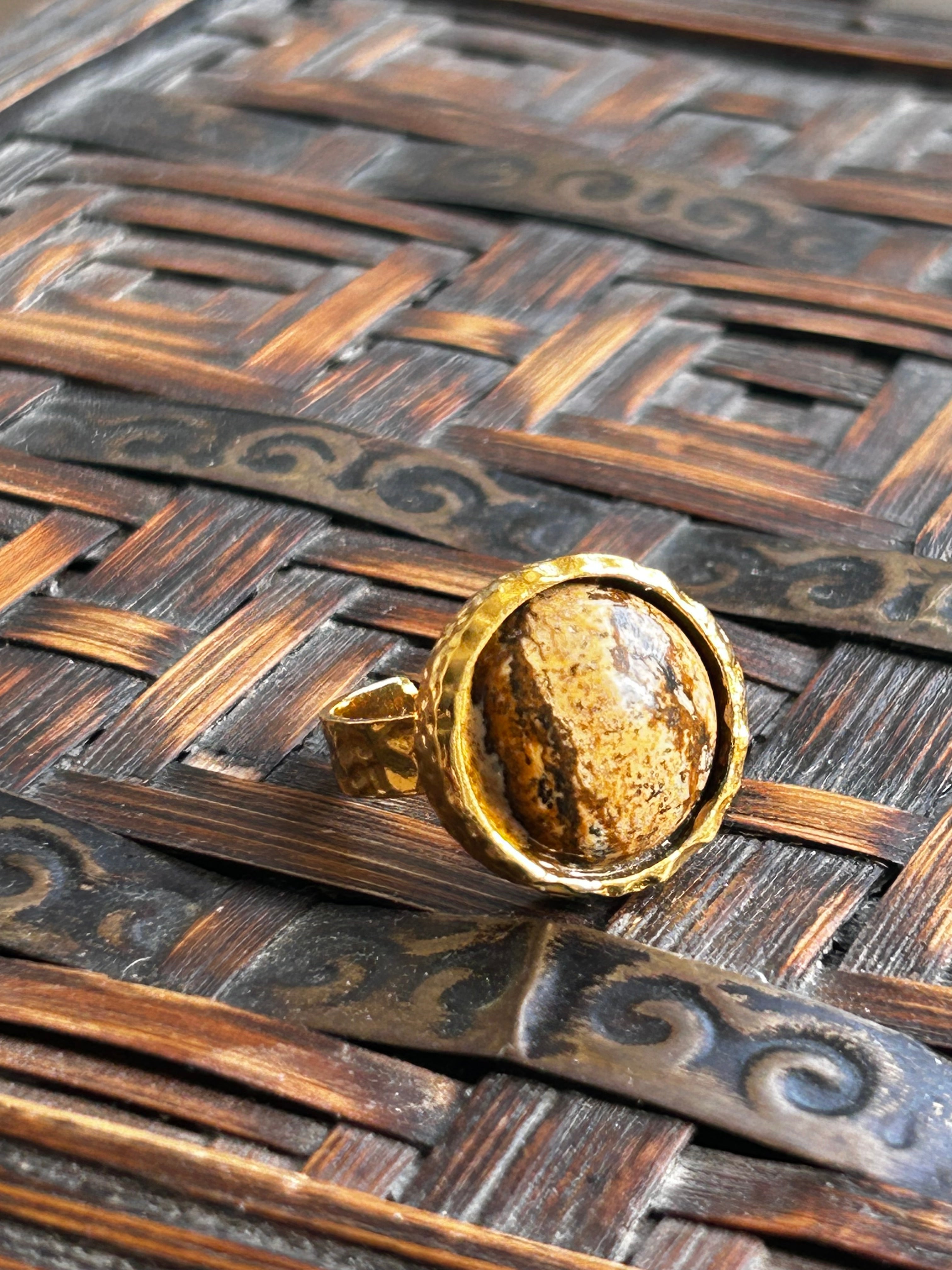 Jasper on Gold Plated Brass Ring